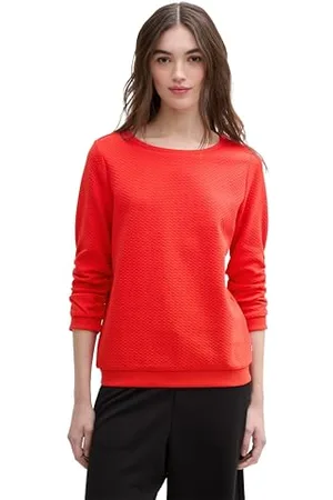 TOM TAILOR Damen 1039979 Sweatshirt, 13745-Scarlet Red, XL