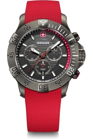 Wenger Herren Armbanduhr Seaforce Chronograph Ø 43 mm, Swiss Made, Analog Quarz, Wasserdicht bis 200 m, Silikon-Armband, , 01.0643.128