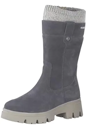 Tamaris COMFORT Damen Stiefel ohne Absatz mit Reißverschluss und Stoffbund Flach Comfort Fit, Grau , 36 EU
