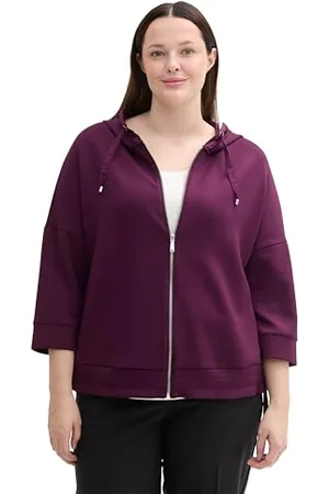 TOM TAILOR Damen 1043759 Plussize Sweatjacke Mit Kapuze, , 46 Große Größen EU