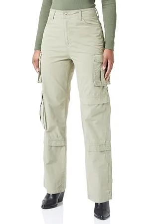 Koton Women Cargo Pants High-Rise Straight Leg Pockets Tiered Detail Cotton - Nora Jean