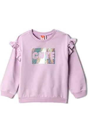 Koton Baby Girl Ruffled Printed Sweatshirt Long Sleeve Crew Neck Brushed Interior