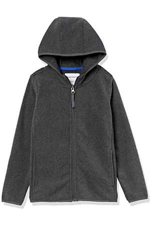 Amazon Jungen Polar-Fleecejacke mit durchgehendem Reißverschluss und Kapuze, , 2 Jahre