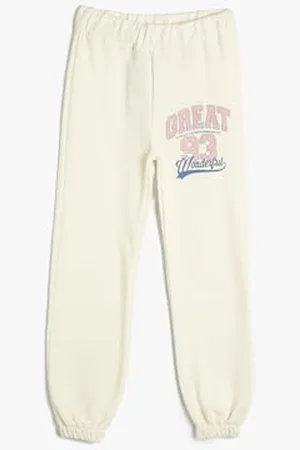 Koton Girls Jogger Sweatpants Elastic Waist Printed Detail Brushed Interior