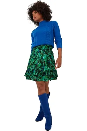 Joe Browns Damen Cobalt Floral Layered Ruffle Mini Skirt Rock, , 42