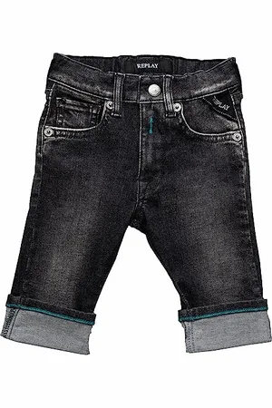 Replay Baby Jungen Jeans mit Umschlagbund, (Schwarz), 6 Monate