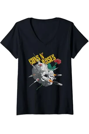 Guns N´Roses Offizielle Nadel Totenkopf Vintage T-Shirt mit V-Ausschnitt