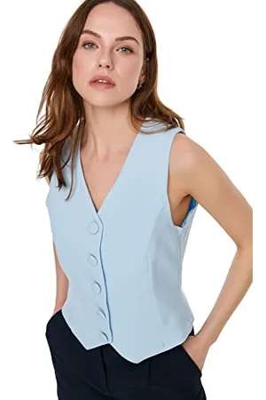 Trendyol Damen -Weste Blause Sweet Blue Buttoned Vest, Clear, , 36 EU