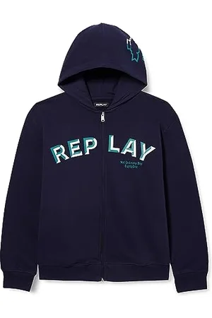 Replay Jungen Hoodie mit Reißverschluss, (Blau), 8 Jahre