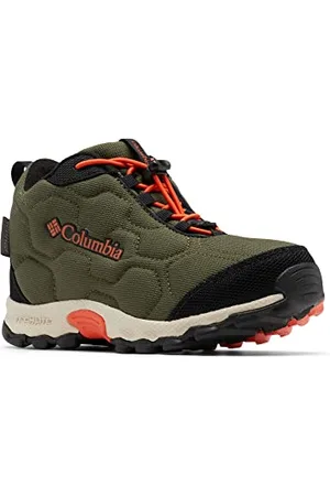 Columbia Firecamp Mid 2 WP wasserdichte Wanderstiefel für Kinder, Grün (Nori x Red Quartz C), 30 EU
