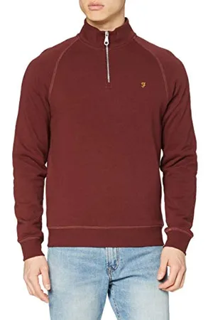 Farah Herren Jim 1/4 Zip Sweatshirt, Red, Medium