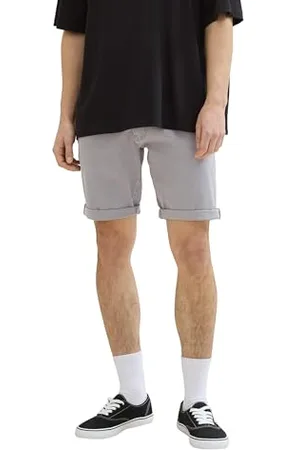 TOM TAILOR Herren Regular Fit Jeans Bermuda Shorts mit Stretch, mid platinum grey, XS