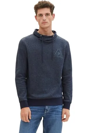 TOM TAILOR Herren Snood Sweatshirt mit Print, navy beige inject stripe, XXL