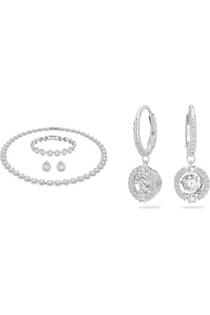 Swarovski Angelic Set, Rund, Weiss, Rhodiniert & Sparkling Dance Ohrringe, Rund, Weiss, Rhodiniert