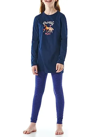 Schiesser Mädchen Schlafanzug Nachthemd mit Leggings Lang-100% Organic Bio Baumwolle-Größe 92 Bis 140 Pyjamaset, , 116