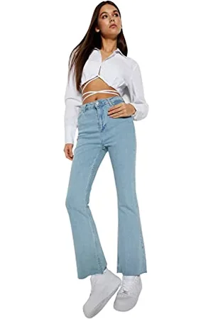 Trendyol Damen Women High Waist Flare Leg Regular Fit Jeans Hose, , 66