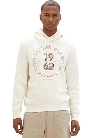 TOM TAILOR Herren Hoodie Sweatshirt mit Print, vintage beige, XXXL