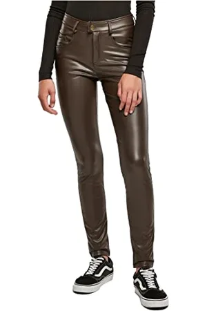 Urban classics Damen TB5455-Ladies Mid Waist Synthetic Leather Pants Hose, , 30