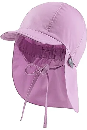 Sterntaler Schirmmütze mit Nackenschutz aus Bio -Popeline - Schirmmütze Mädchen mit Nackenschutz+Ohrenklappen schützt den Kopf vor der Sonne - Sonnenkappe Kinder UV 50+ mit Bindeband - blütenrosa, 53