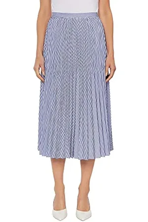 Tommy Hilfiger Damen Daisy MIDI Skirt Rock, Blau (Ithaca Pleat STP/Deep Ultramarine 518), Medium (Herstellergröße: 8)