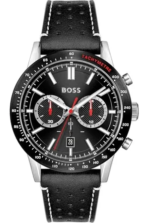 HUGO BOSS Chronograph Quarz Uhr für Herren Kollektion Allure mit Schwarzes Lederarmband - 1513920