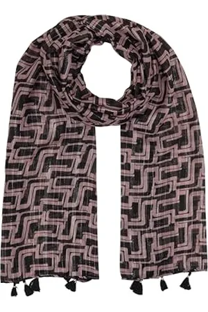 TOM TAILOR Damen Schal mit Muster , black lilac abstract design, ONESIZE