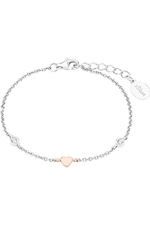 QS by s.Oliver Armband 925 Sterling Mädchen Kinder Armschmuck, mit Zirkonia synth., 14+2 cm, , Herz, Kommt in Schmuck Geschenk Box, 2028457