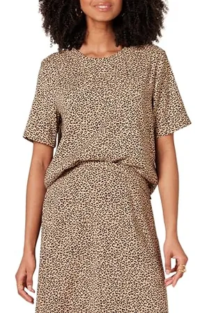 Amazon Damen Georgette-Top mit kurzen Ärmeln und normaler Passform, , XL