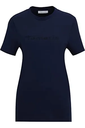 Tamaris Damen Rundhalsausschnitt Logo T-Shirt AALEN Blau S