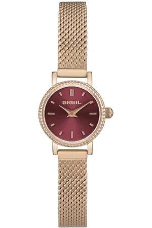 Breil Uhr Damen Darling Ziffernblatt Ruby Bewegung NUR Zeit Quartz e MESH Farbiger Stahl PINK Gold TW1936