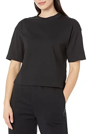 Amazon Damen Kurzärmliges T-Shirt aus Bio-Baumwolle mit überschnittenen Schultern und Lockerem Boxy-Schnitt (erhältlich in Übergrößen), , XXL