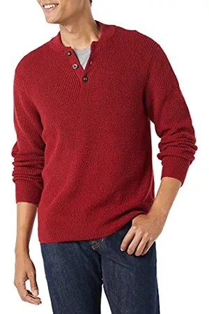 Amazon Herren Soft-Touch-Henley-Pullover mit Langen Ärmeln, , M