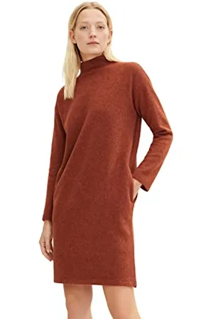 TOM TAILOR Damen 1034037 Rippkleid mit Stehkragen, , 42