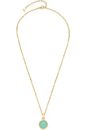 Leonardo Halskette Bea Anker-Kette aus goldfarbenem Edelstahl runder Anhänger aus türkisfarbenem Glascabochon 45-50 cm Länge Geschenk Damen Schmuck 023059