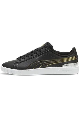 PUMA Damen Vikky v3 Metallic Shine Sneaker, Black Gold White, 37.5 EU