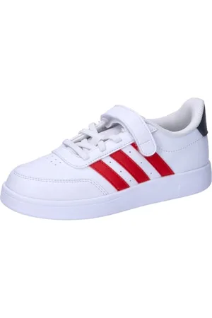 adidas Unisex BREAKNET 2.0 Shoes Children Tennisschuhe, Cloud White/Better Scarlet/Carbon, 33 EU