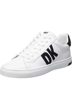 DKNY Damen Abeni Lace-up Leather Sneakers Sneaker, Brght Wt/Bk, 37.5 EU