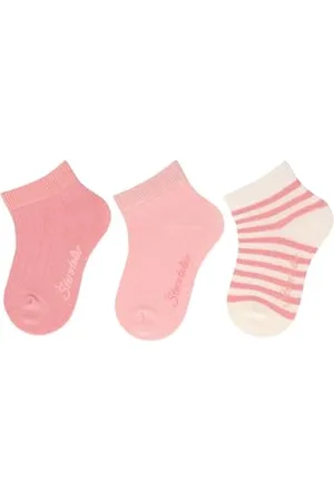 Sterntaler Kurz -Socken 3er Pack Rippe - kurze Babysocken für Mädchen - Kurzsocken in unifarben und schicken Ringeln - Socken für Babys im Set - , 18