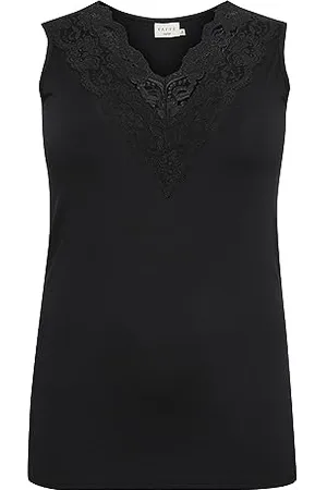 Kaffe Jerseytop KClima Jerseytop Damen Große Größen Ärmellose Spitze top L