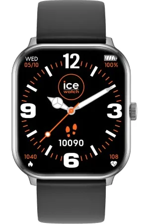 Ice-Watch ICE smart Silver black - Silbergraue Smartwatch für Herren/Unisex mit Silikonarmband - 021411 (1,85")