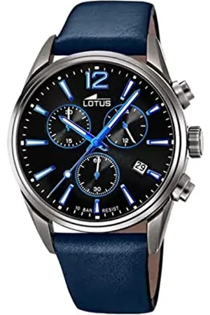 Lotus Herren Armbanduhr aus Edelstahl und Leder in der Farbe 42mm, Wasserdichtigkeit: 10Bar, 18683/6