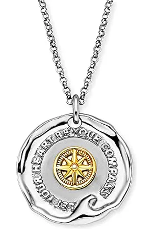 Engelsrufer Damen Halskette Aloha aus Sterling Silber mit rundem Let your Heart be your Compass Anhänger - Karabinerverschluss - in drei Längen verstellbar - nickelfrei