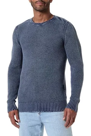 Replay Herren Strickpullover aus Baumwolle, Blau (Petrol Blue 789), M