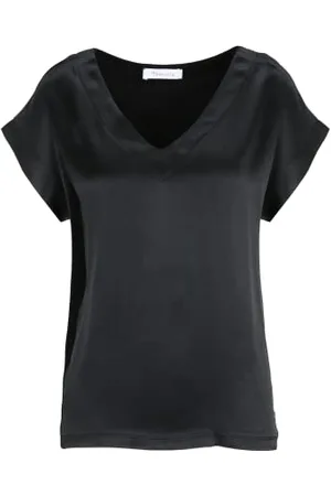 Tamaris Damen Drop Shoulder V-Ausschnitt T-Shirt ALICANTE Schwarz S