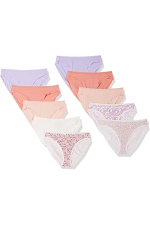 Amazon Damen Slip aus Baumwolle mit hohem Beinschnitt (in Übergröße erhältlich), 10er-Pack, , 38