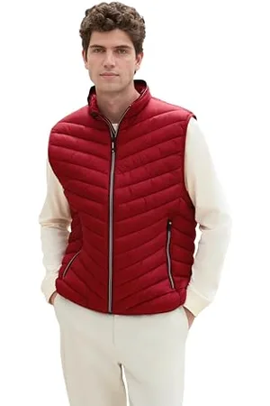 TOM TAILOR Herren 1041310 Lightweight Steppweste mit Stehkragen, 13721-Burgundy Dark Red, M