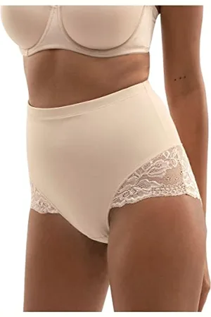 Dorina Damen Slip, Mid-Waist, Bauchkontrolle, Hoher Taillenslip, Florale Spitzenverzierung, Mittlerer Halt, Brigitte, , XXL