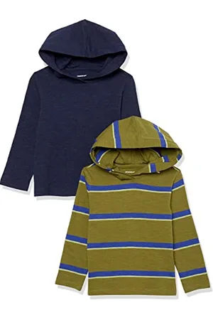 Amazon Jungen Leichtes T-Shirt mit Kapuze und Langen Ärmeln, 2er-Pack, , 6-7 Jahre