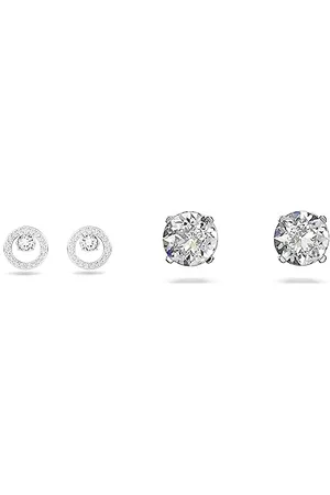 Swarovski Creativity Ohrstecker, Rund, Weiss, Rhodiniert & Attract Ohrstecker, Rund, Klein, Weiss, Rhodiniert