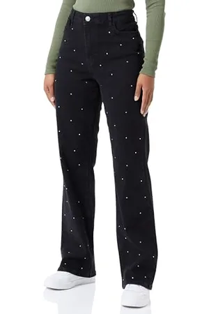 Pieces® Pcsiffi Hw Wide Rhinestone Jeans BLC